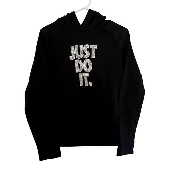 Nike dri-fit just do it black standard fit fleece sweater hoodie athleisure - Picture 1 of 8